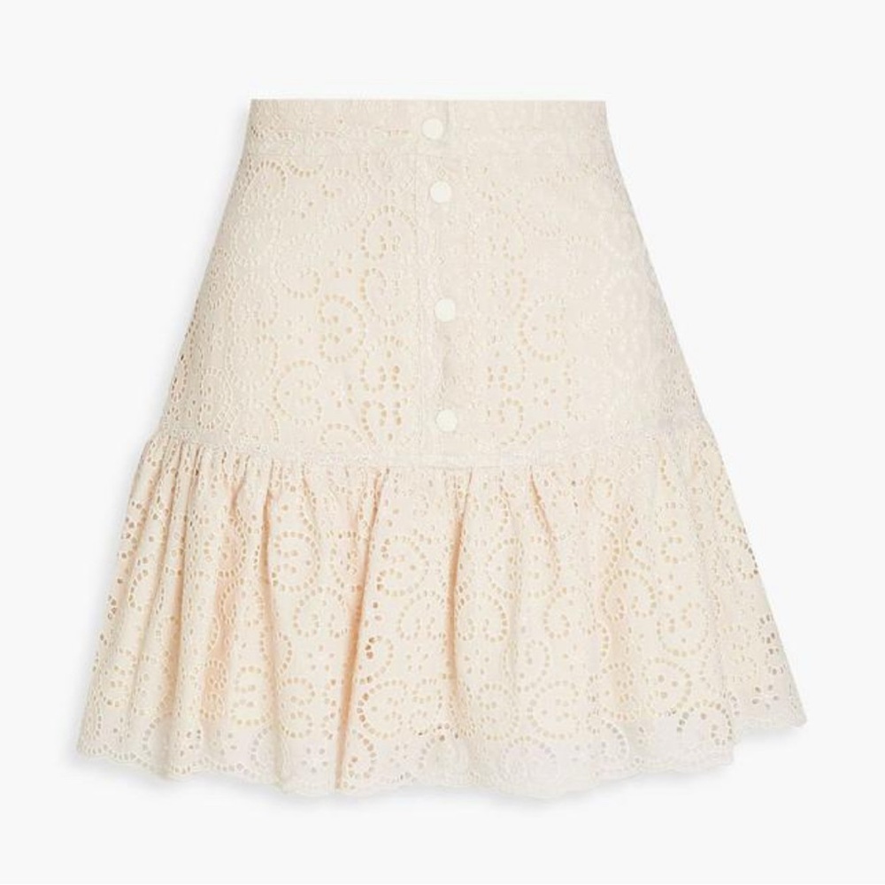 Sandro Ruffled broderie anglaise cotton mini skirt